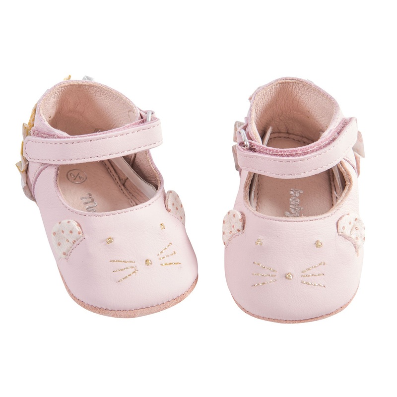 Moulin Roty Il Etait Une Fois Pink Leather Slippers