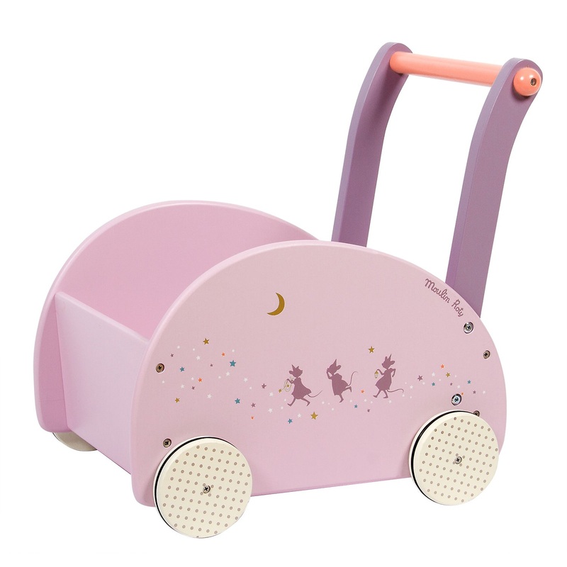 Moulin Roty Il Etait Une Fois Walking Wood Trolley Pink