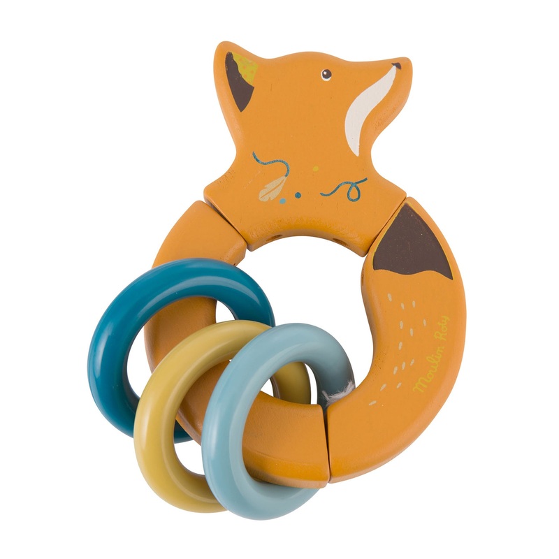 Moulin Roty Le Voyage D'olga Wood Ring Rattle Fox