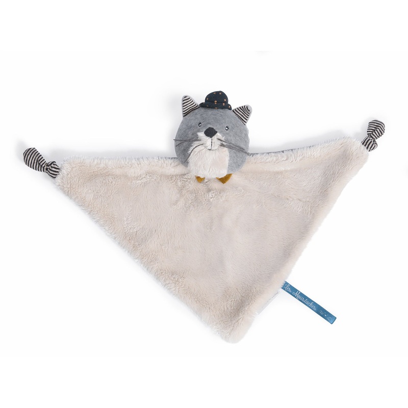 Moulin Roty Les Moustaches Cat Light Grey Baby Comforter