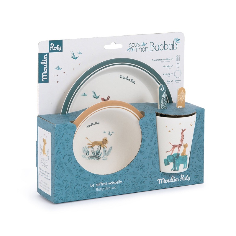 Moulin Roty Sous Mon Baobab Bamboo Dish Set