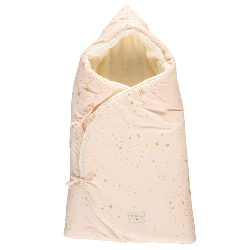 nobodinoz Cozy Stella Winter Baby Nest Bag Gold Stella / Dream Pink