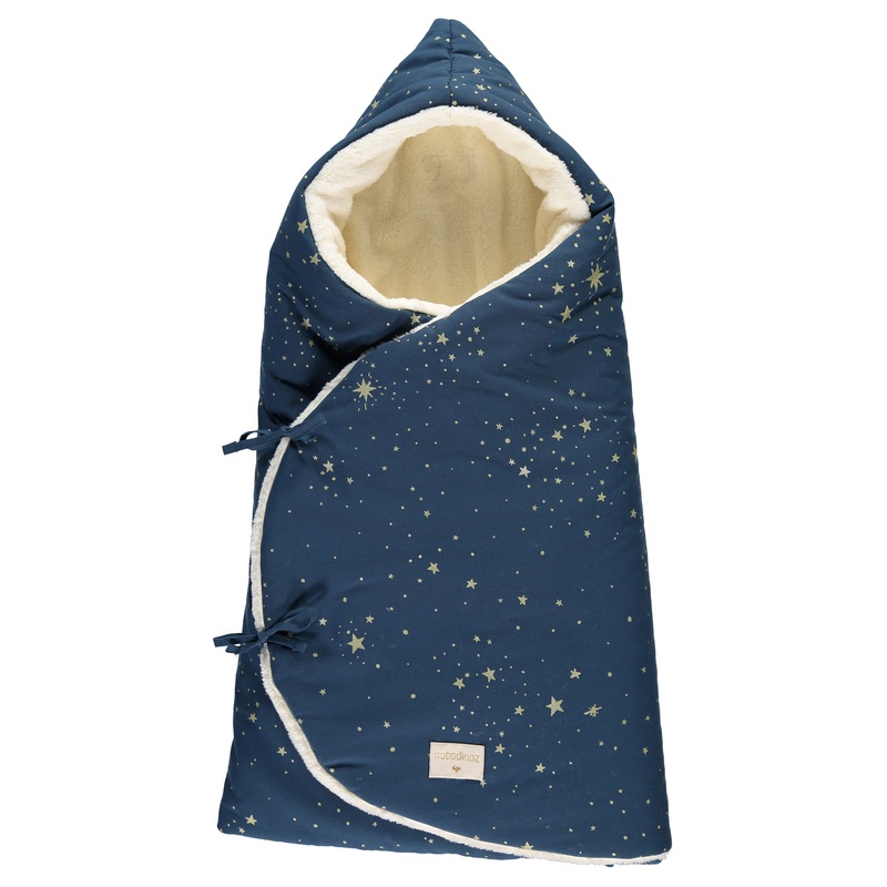 nobodinoz Cozy Stella Winter Baby Nest Bag Gold Stella / Night Blue