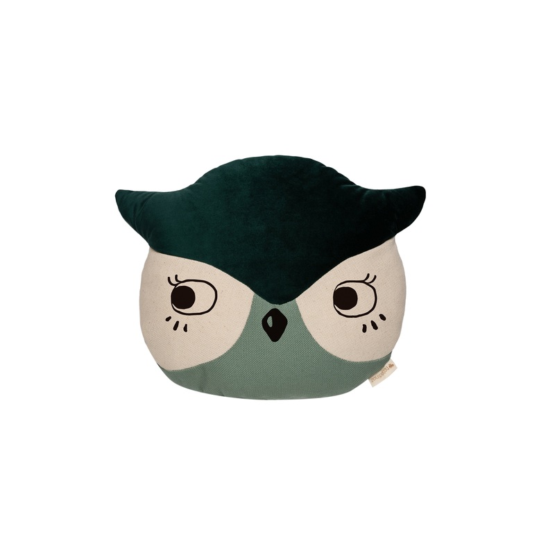 nobodinoz Owl Cushion Eden Green