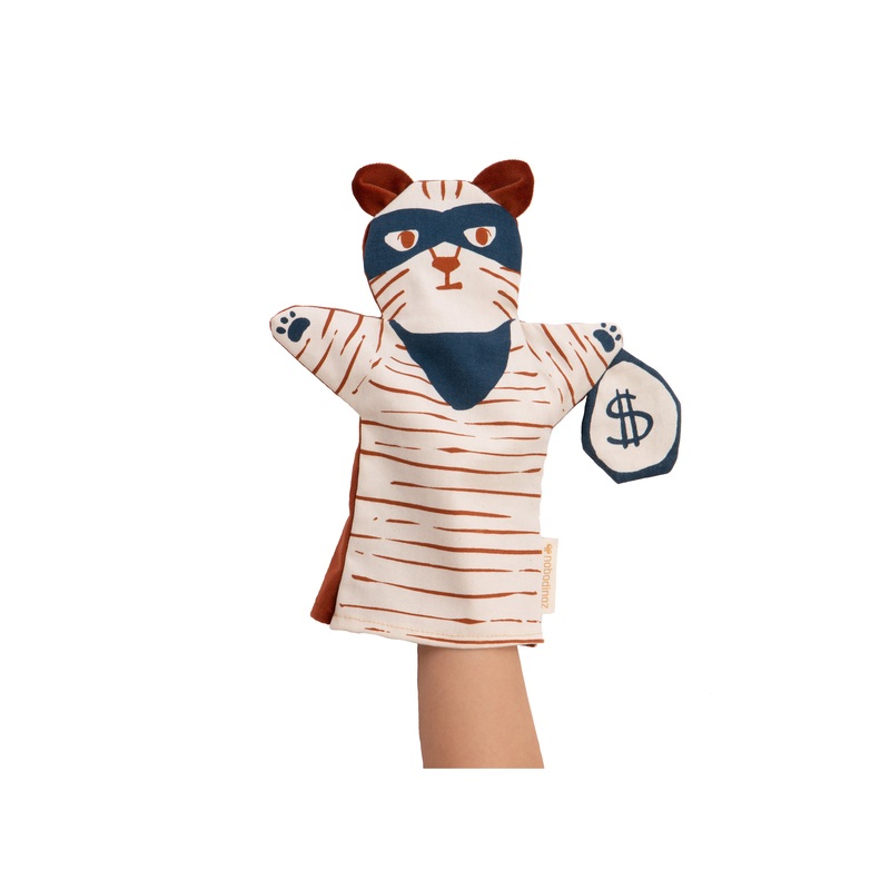 nobodinoz Tiger Hand Puppet Wild Brown