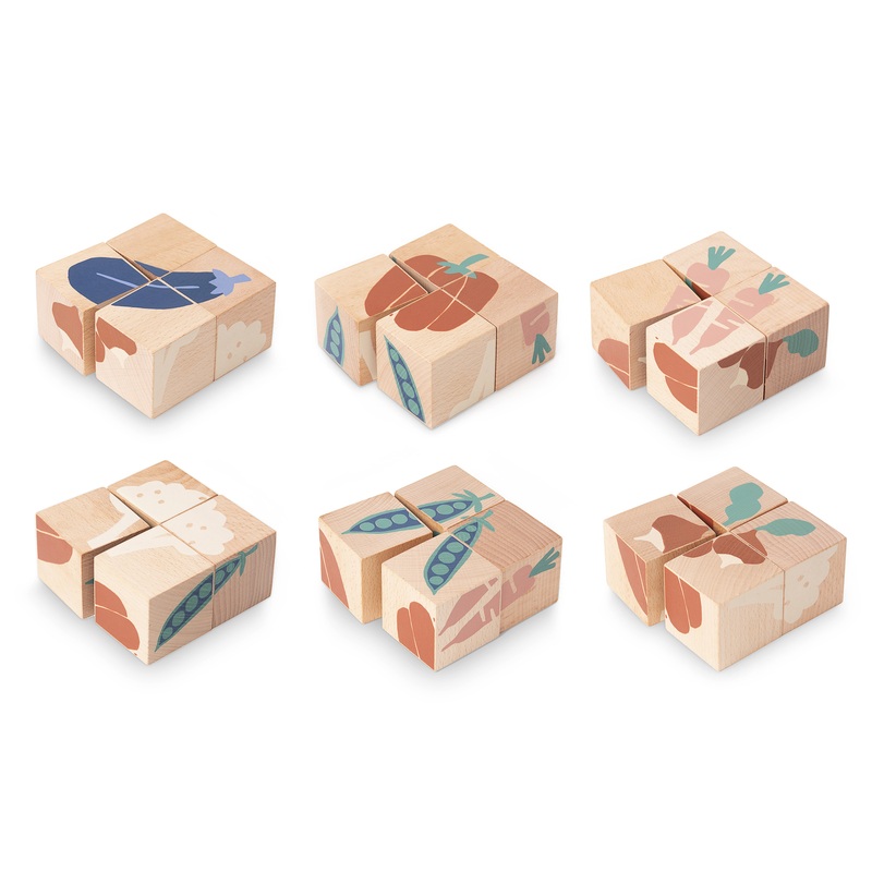 nobodinoz Veggies Wooden Cubes