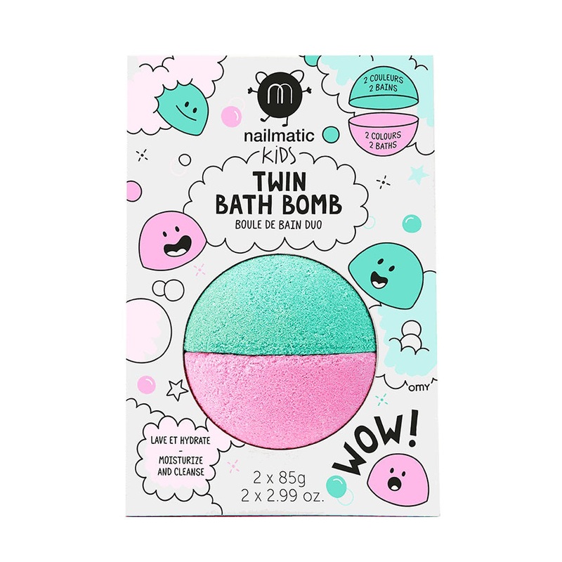 Nailmatic Kids Colouring Bath Bomb For Kids - Twin Bath Bomb - Pink and Lagoon