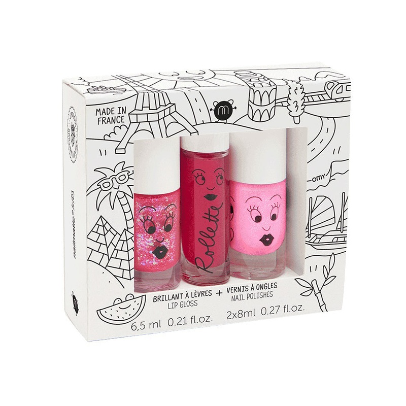 Nailmatic Kids Water-Based Nail Polish & Lip Gloss - World Tour (Box of 3)