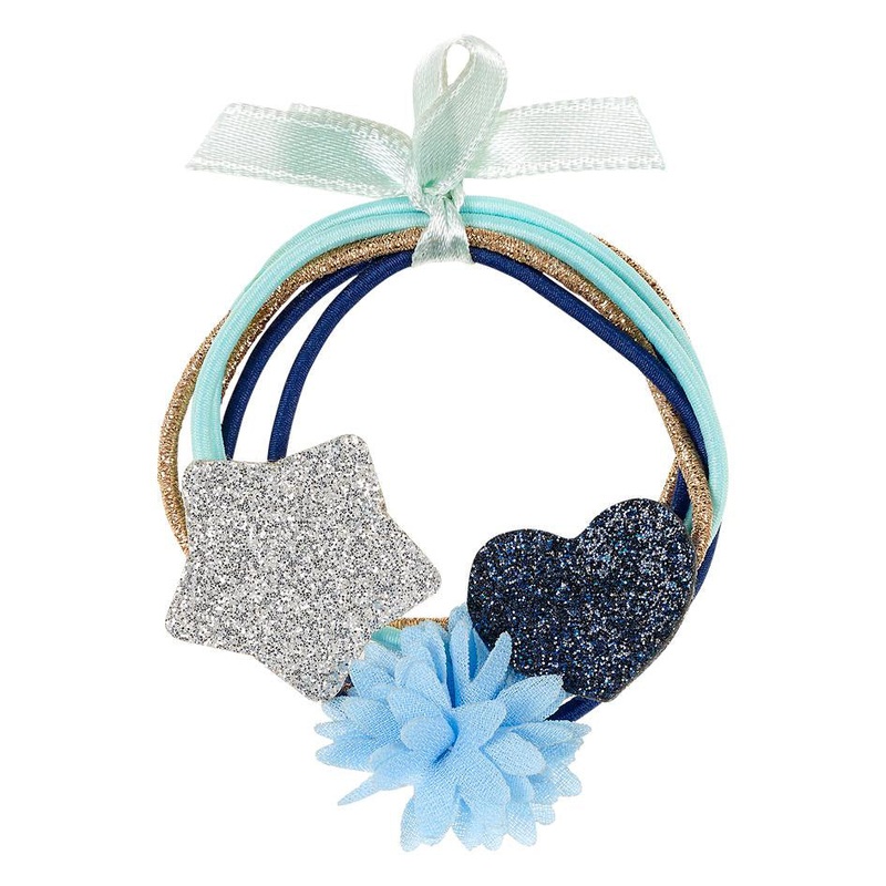 Souza Pack of 6 Hair Elastic Malina Heart-Flower-Star Blue