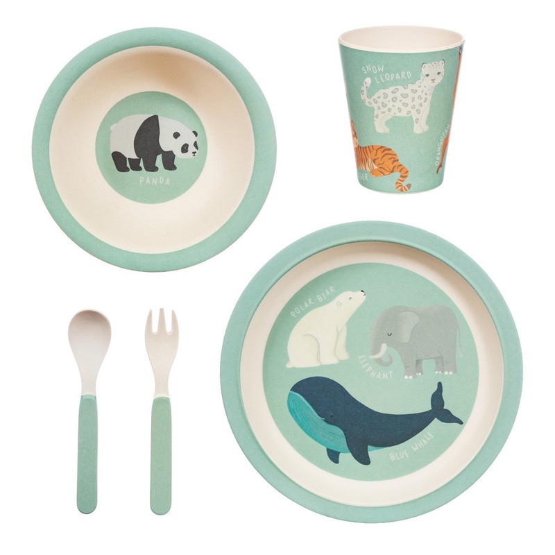 RJB Stone Endangered Animals Bamboo Tableware Set