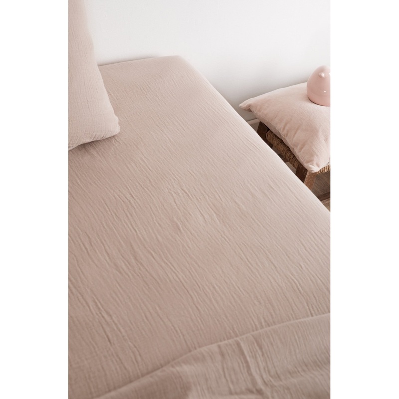 Kadolis Crumpled Organic Cotton Fitted Sheet for Children 90x200cm Coffee