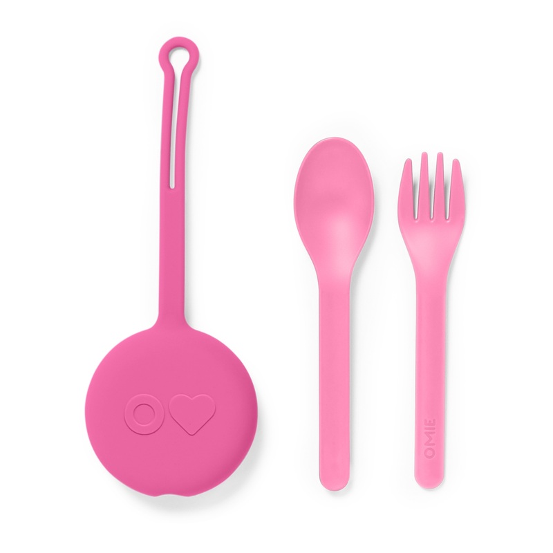 OmieBox OmiePod Set - Spoon & Fork - Bubble Pink