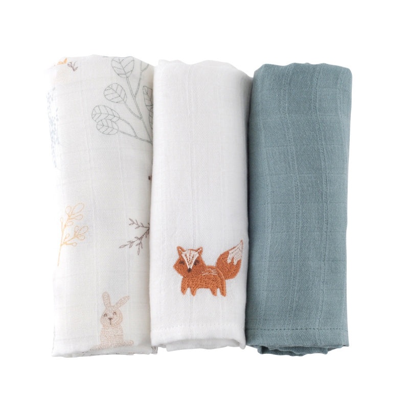 Little Crevette Set of 3 Swaddles 60x60cm Dream Forest