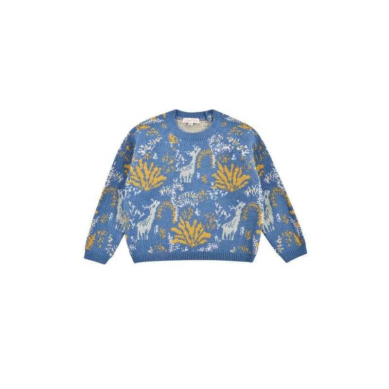 Louise Misha Jumper Nico Knitted Jacquard Forest Blue