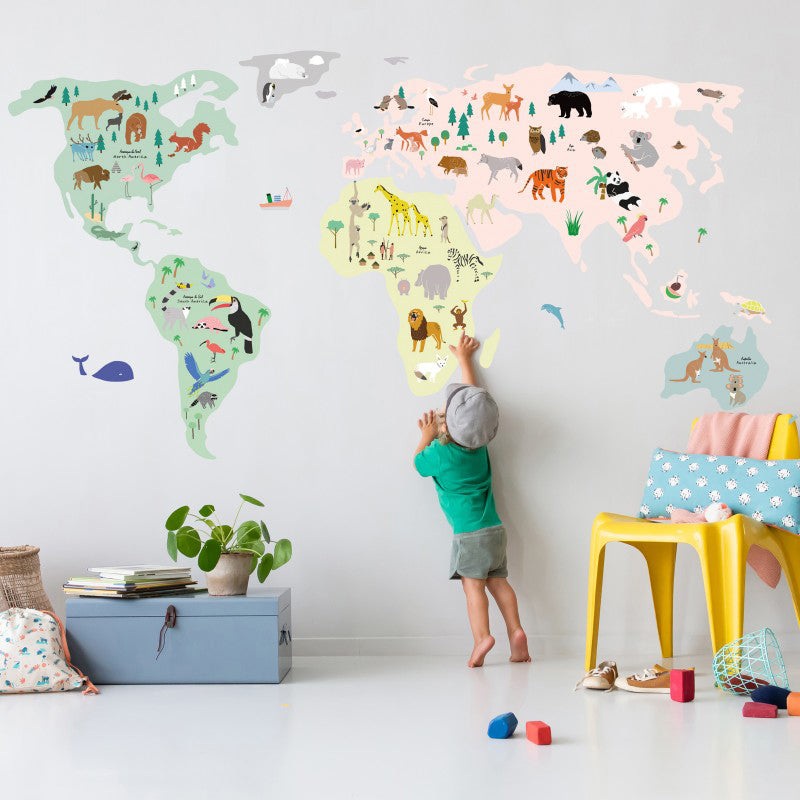 MIMI'lou Giant World Map Wall Sticker