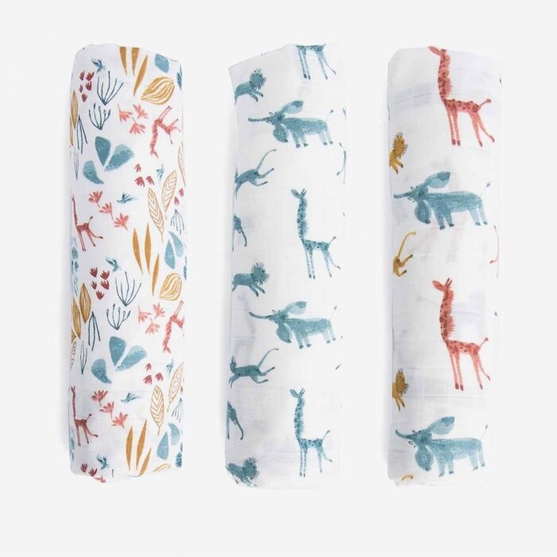 Moulin Roty Sous Mon Baobab Set of 3 Printed Muslin