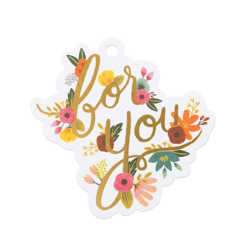 Rifle Paper Co Mint Floral "For You" Die-Cut Gift Tags (Pack of 8)