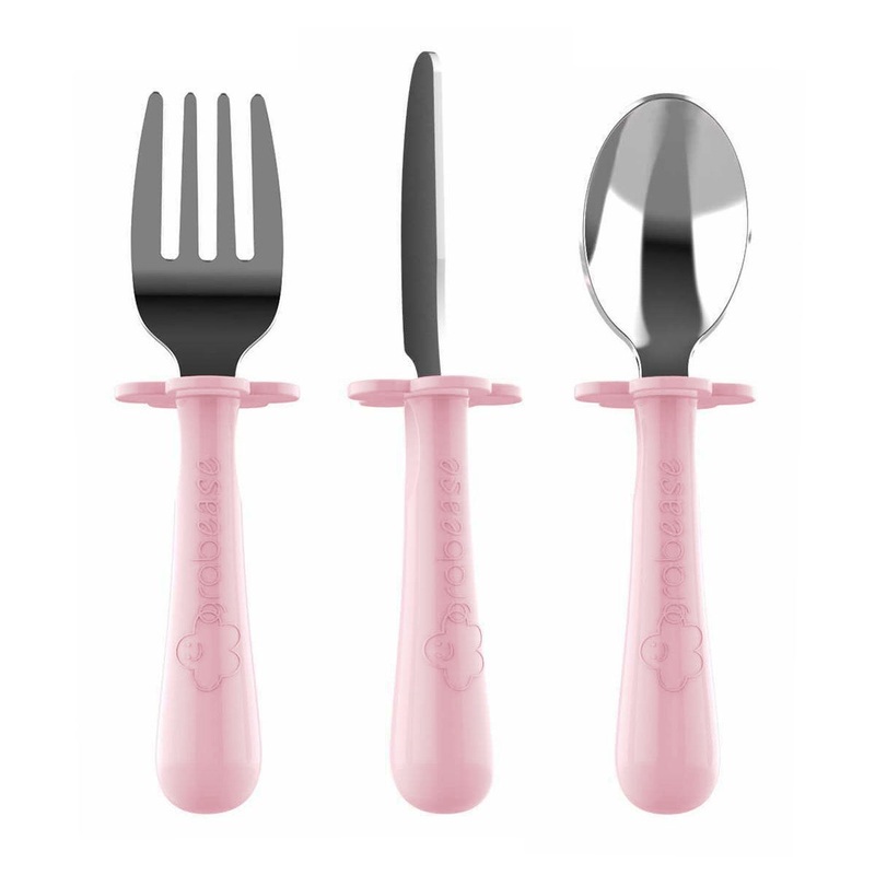 Grabease 3pc Stainless Steel Utensils - Blush (18M+)