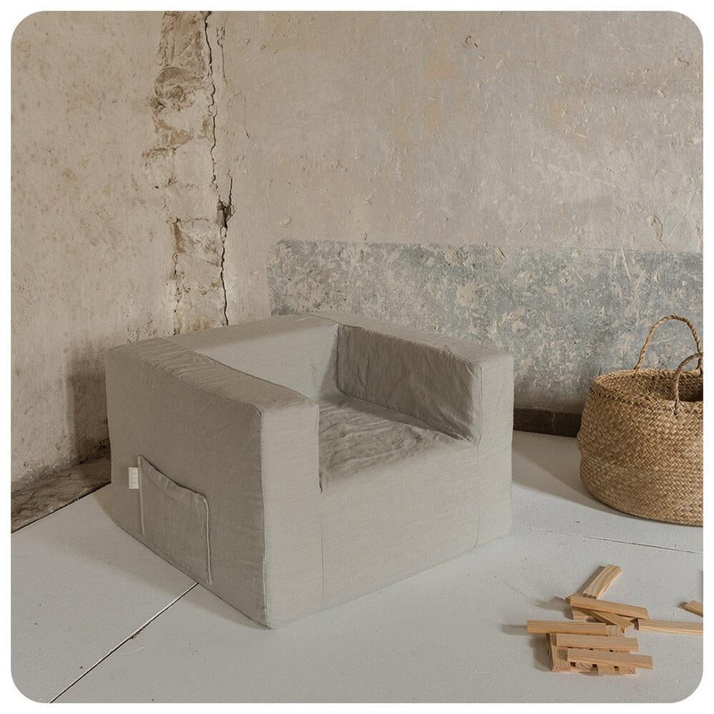 Maison Baba Baba Washed Linen Lounge Chair Grey