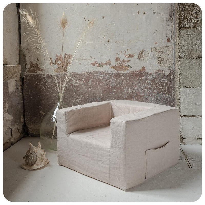 Maison Baba Baba Washed Linen Lounge Chair Pale Pink