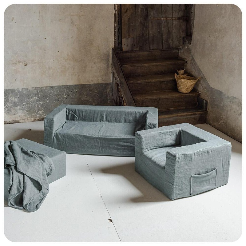 Maison Baba Baba Washed Linen Sofa Blue