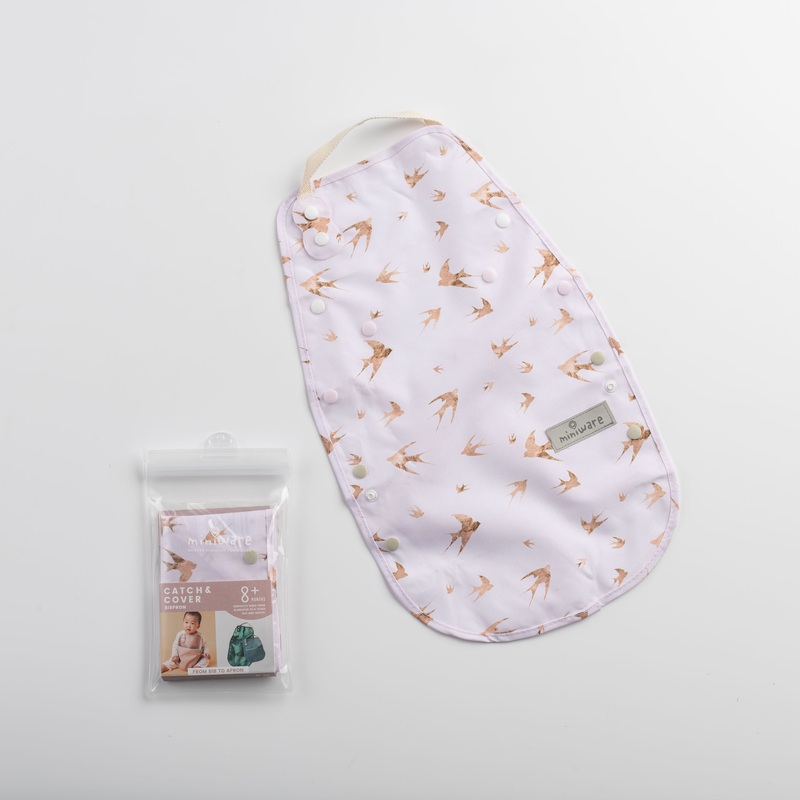 Miniware Catch & Cover - 2in1 Bib & Apron - Golden Swallow
