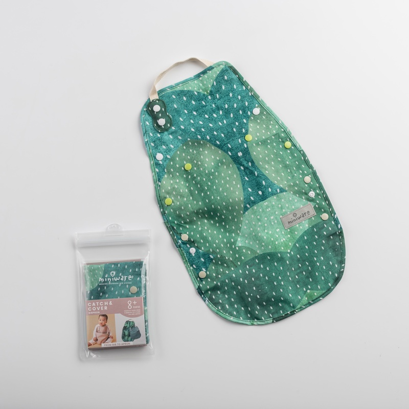Miniware Catch & Cover - 2in1 Bib & Apron - Prickly Pear