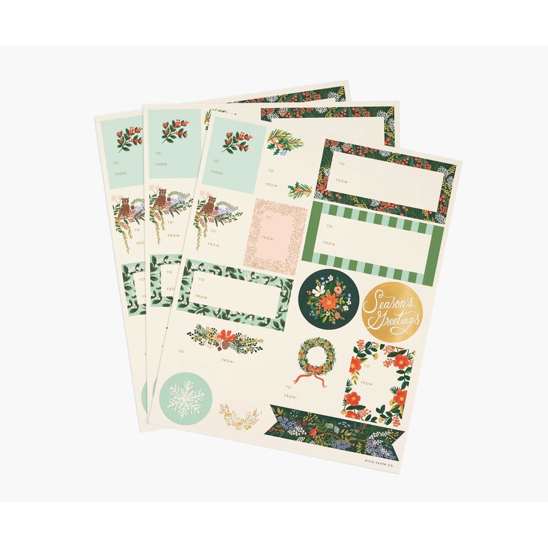 Rifle Paper Co Pack of 3 Winter Floral Stickers & Labels