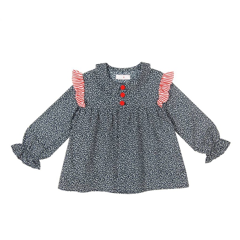 Tang' Roulou Blouse Navy Dots