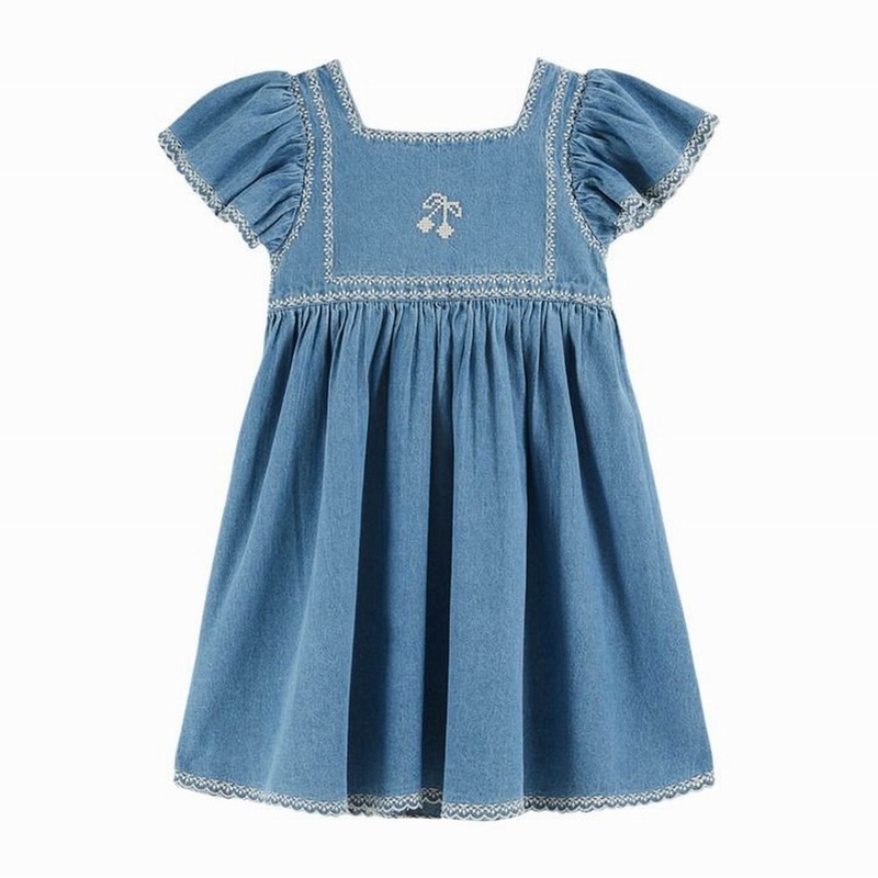 Emile et Ida Robe Brode Denim  Denim Light