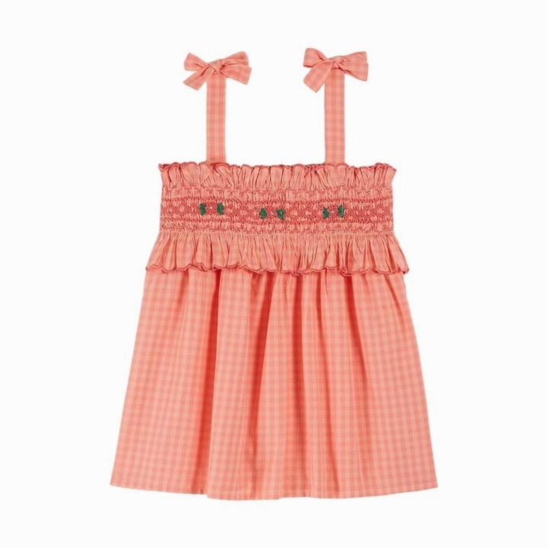 Emile et Ida Top Smocks Feston  Vichy Pivoine