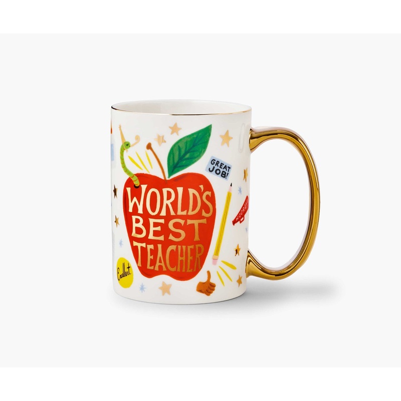 Rifle Paper Co World's Best Teacher Porcelain Mug