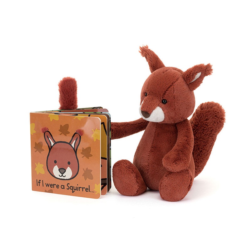 Jellycat If I Were A Squirrel Board Book and Bashful Squirrel