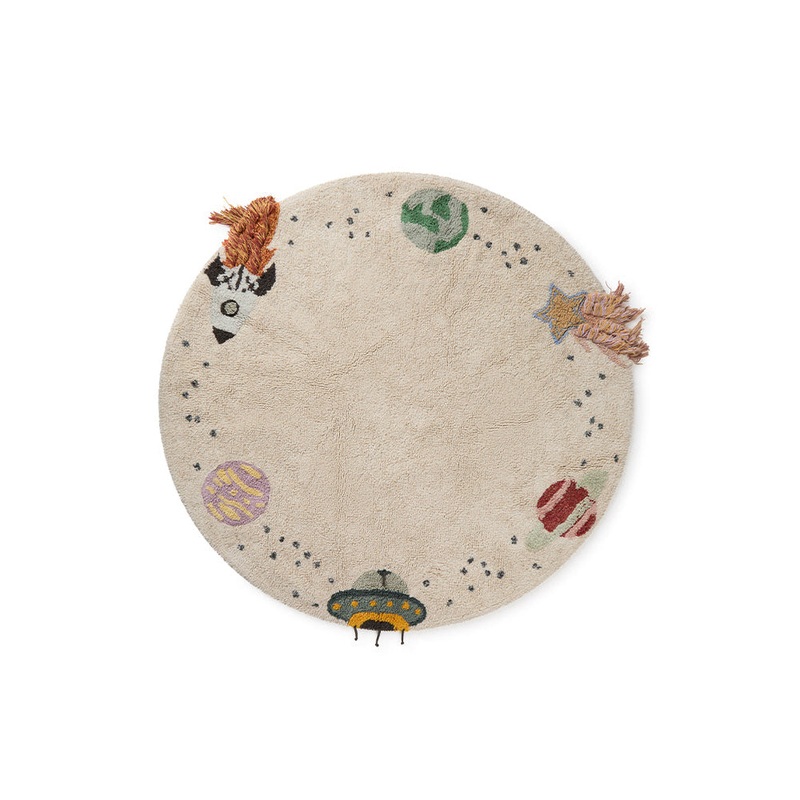 Lorena Canals Mom, I Want To Be An Astronaut Interstellar Journey Machine Washable Cotton Rug - 140x140cm