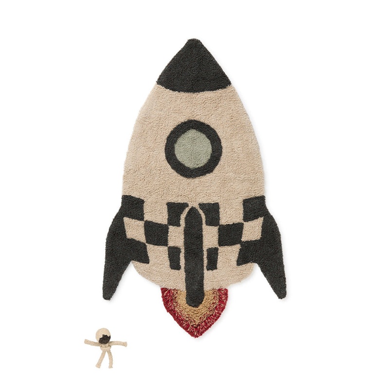 Lorena Canals Mom, I Want To Be An Astronaut Rocket Machine Washable Cotton Rug - 85x135cm