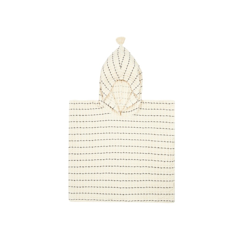 nobodinoz Portofino Poncho Black Stripes Large Waffle