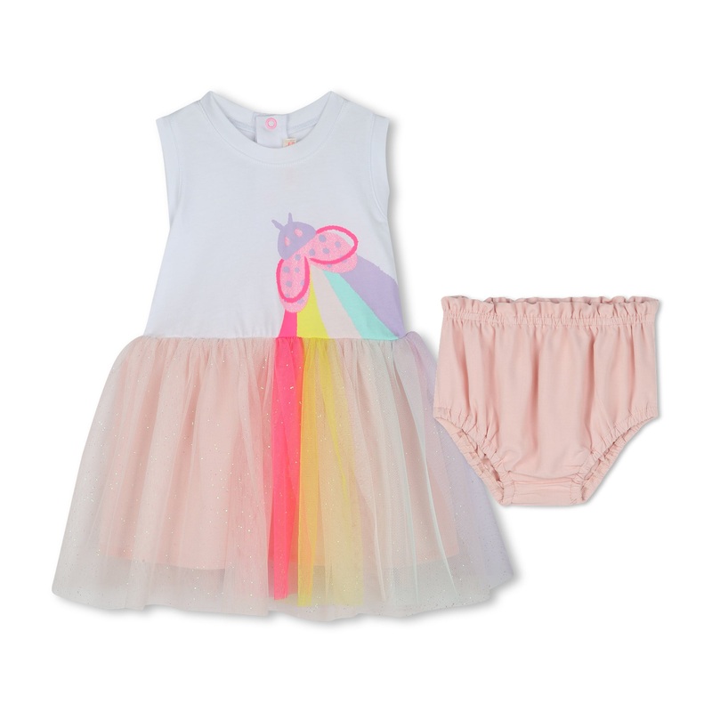 Billieblush Dress+Bloomers Set - White Pale Pink
