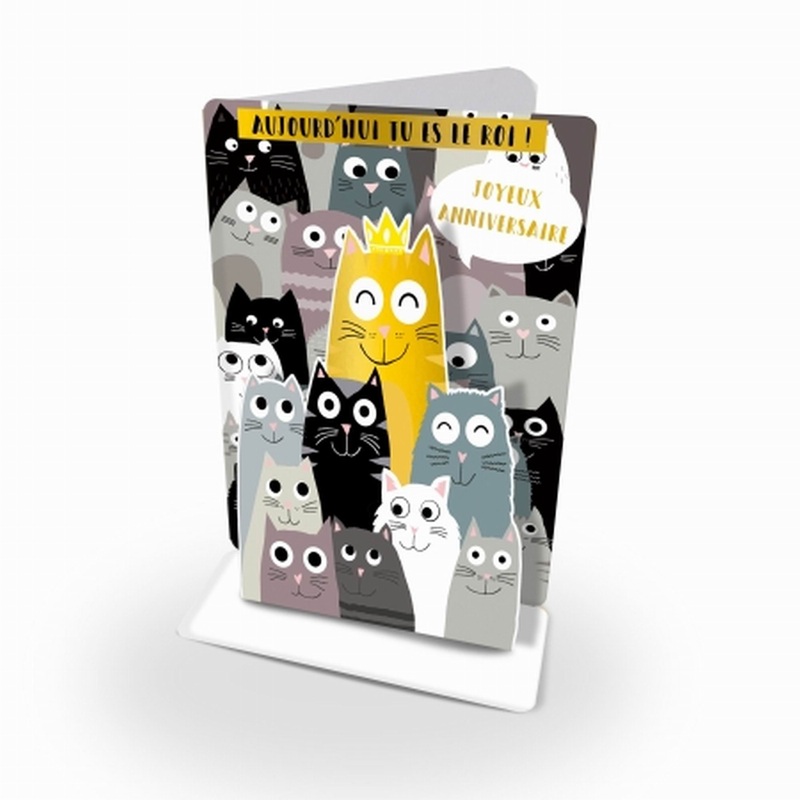 Cartes D' Art3D Greeting Card Birthday Thousand Cats