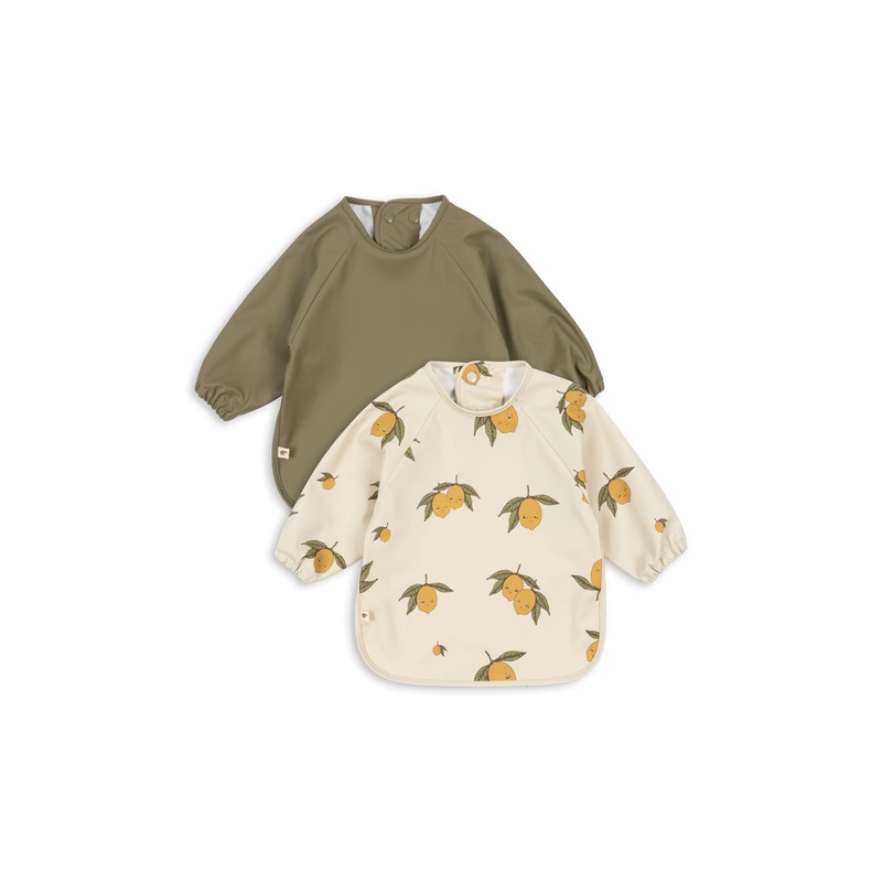 Konges Sljd 2 Pack Dinner Bib with Sleeves-Sweet and Sour/Aloe