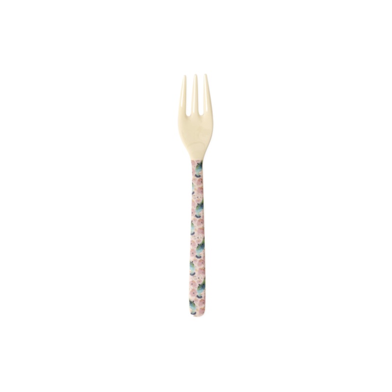 Rice DK Cake Fork with Exotic Bird Print - Soft Pink