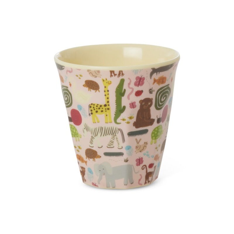 Rice DK Melamine Kids Cup with Wildlife Print - Pink - Small - 160 ml
