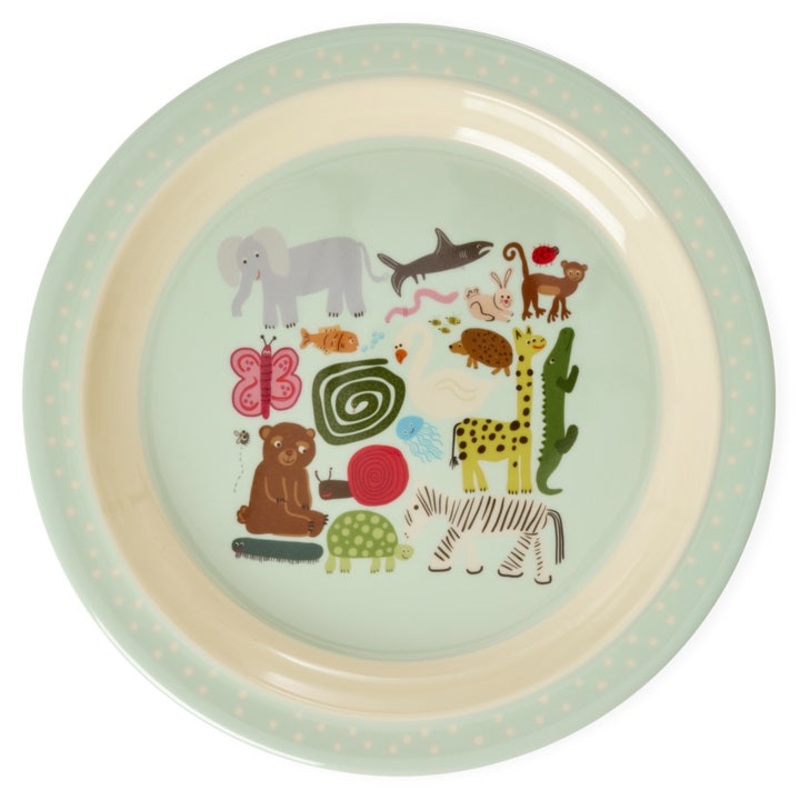 Rice DK Melamine Kids Lunch Plate with Wildlife Print - Mint
