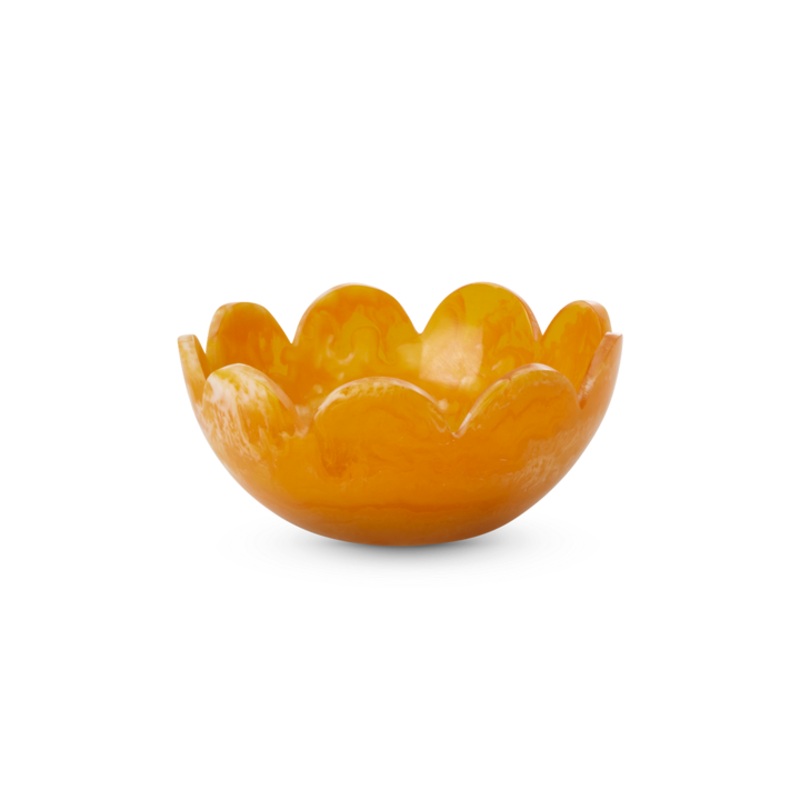 Rice DK Resin Bowl with Scallop Edges in Orange