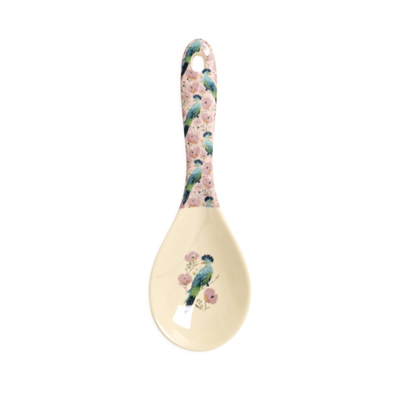 Rice DK Salad Spoon - Soft Pink - Exotic Bird Print