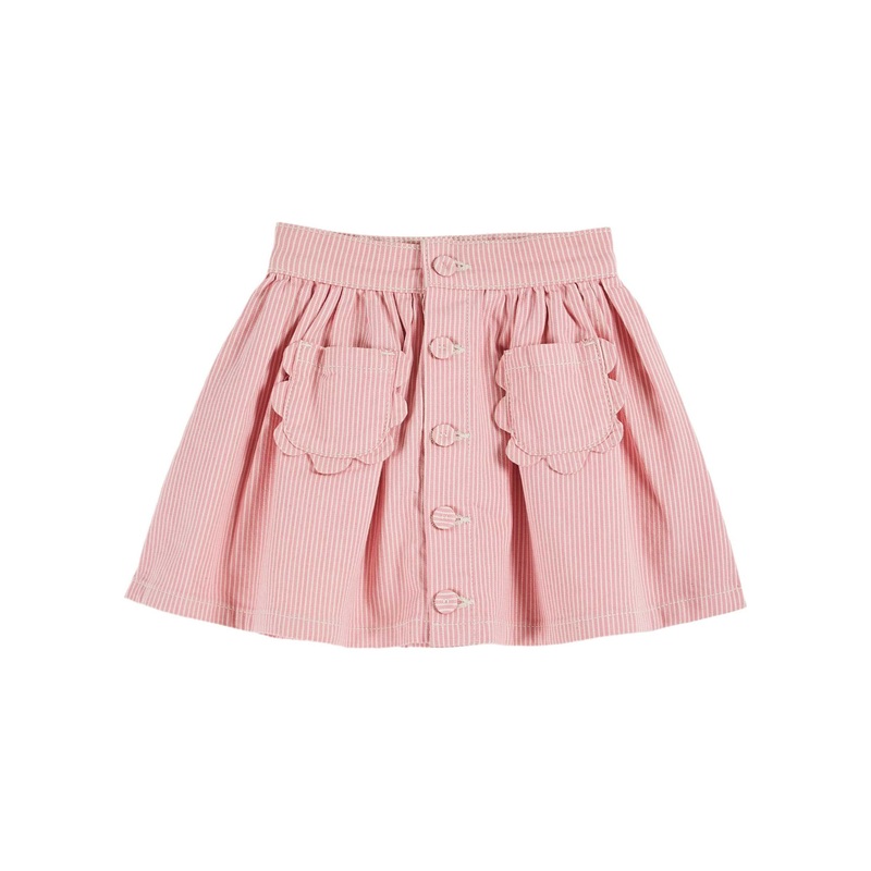 Emile et Ida Jupe Poche Fleurs Raye Rose - Rose 1000R