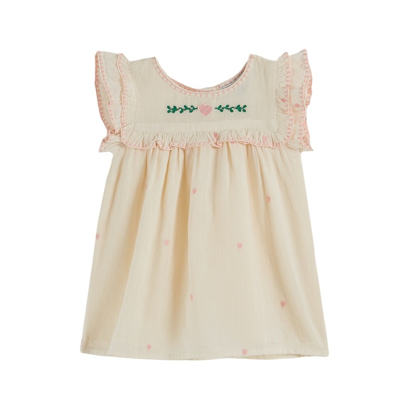 Emile et Ida Robe Bebe Brodee - Ecru