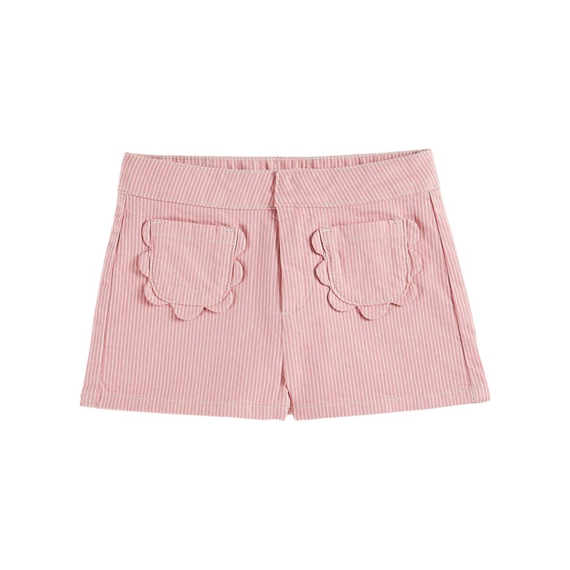 Emile et Ida Short Poche Fleurs Raye Rose - Rose 1000R