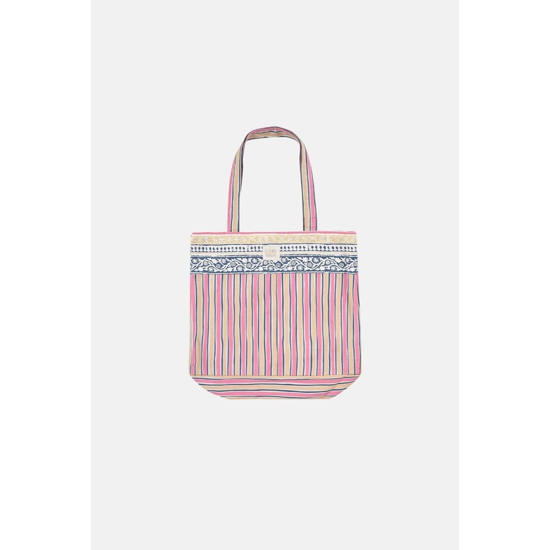 Louise Misha Tote Bag Beverly - Printed Duck Weave - Pink Catania Stripes