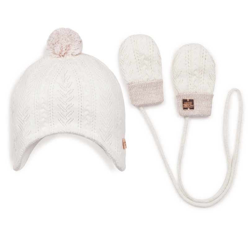 Carrment Beau Pull On Hat And Gloves Set Fall 1 Off White