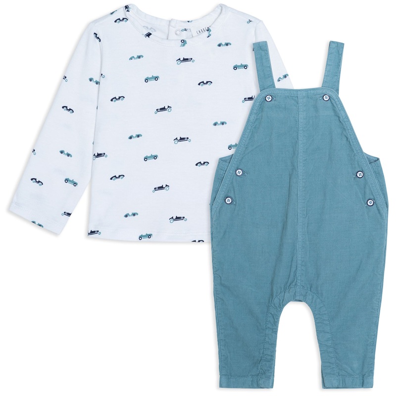 Carrment Beau T-Shirt And Dungarees Set Fall 2 Green/Ecru